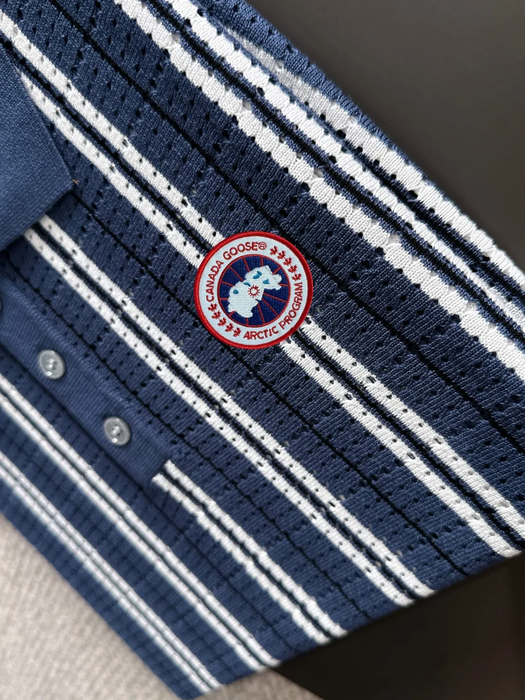 Next day shipment P300 High quality Big Goose 2025 autumn and winter new men's lapel short-sleeved T-shirt Made of combed cotton yarn knitted cotton fabric, pure cotton high-weight special yarn, it feels full of weight when weighed, and the upper body is more textured than ordinary T-shirts. This texture can cope with the weather easily and is suitable for both hot and cold! The pattern on the chest adopts three-dimensional embroidery technology, and is perfectly produced stitch by stitch with reference to the original version! Loose fit design, looks noble. Size: M to XXXL